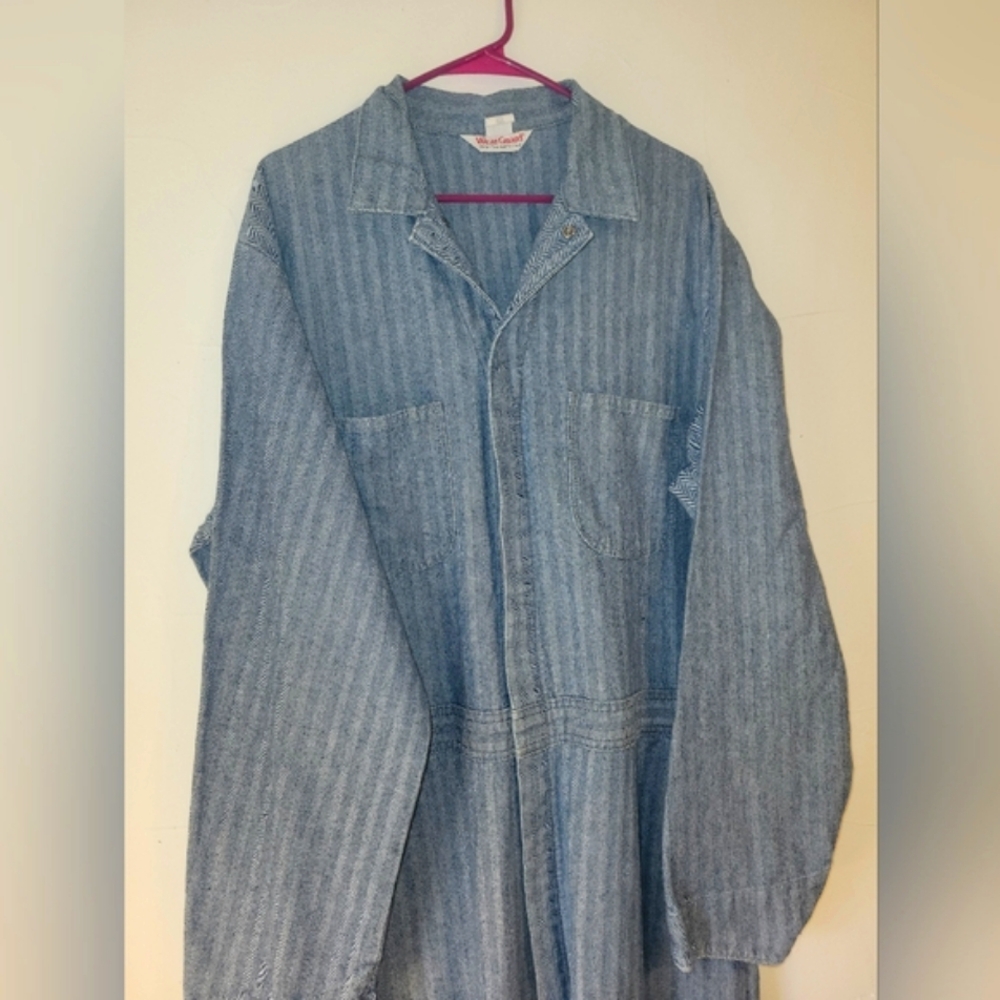 VINTAGE WEARGUARD COVERALLS BLUE COTTON HERRINGBONE DENIM WORKWEAR 46L - Picture 7 of 12